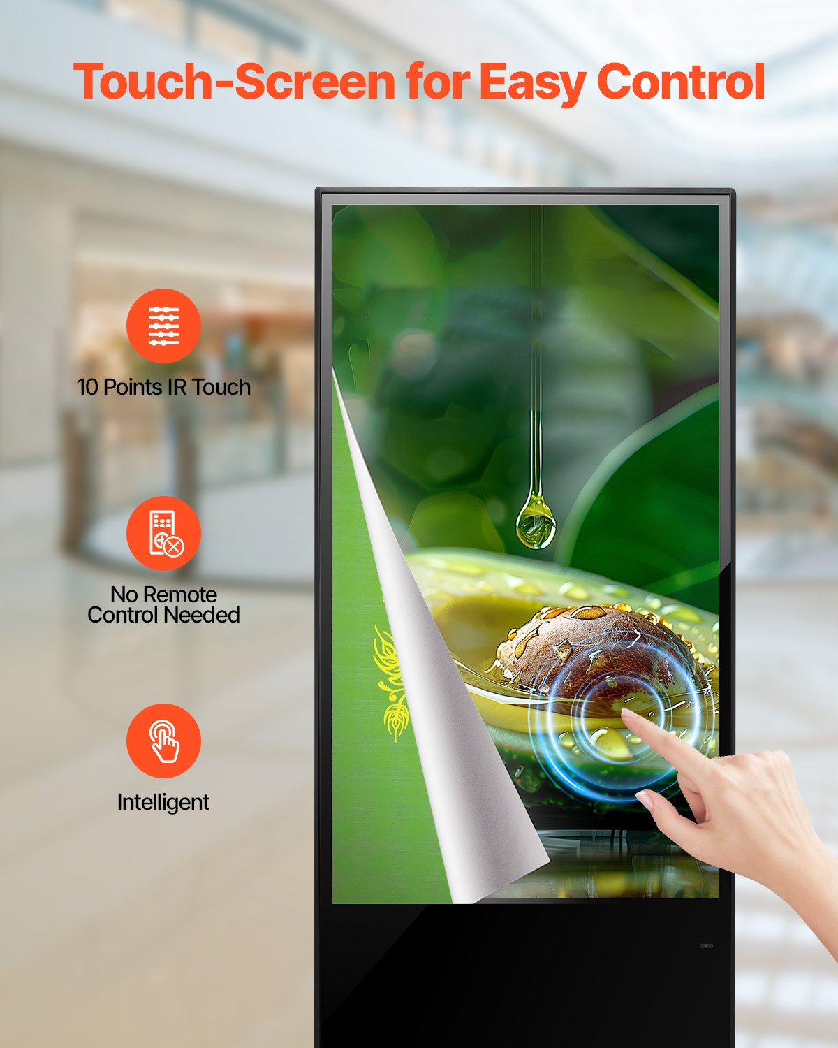 Vevor Scrolling Sign 65" 4K Touchscreen LCD Screen Floor Standing Display with Android 11 New
