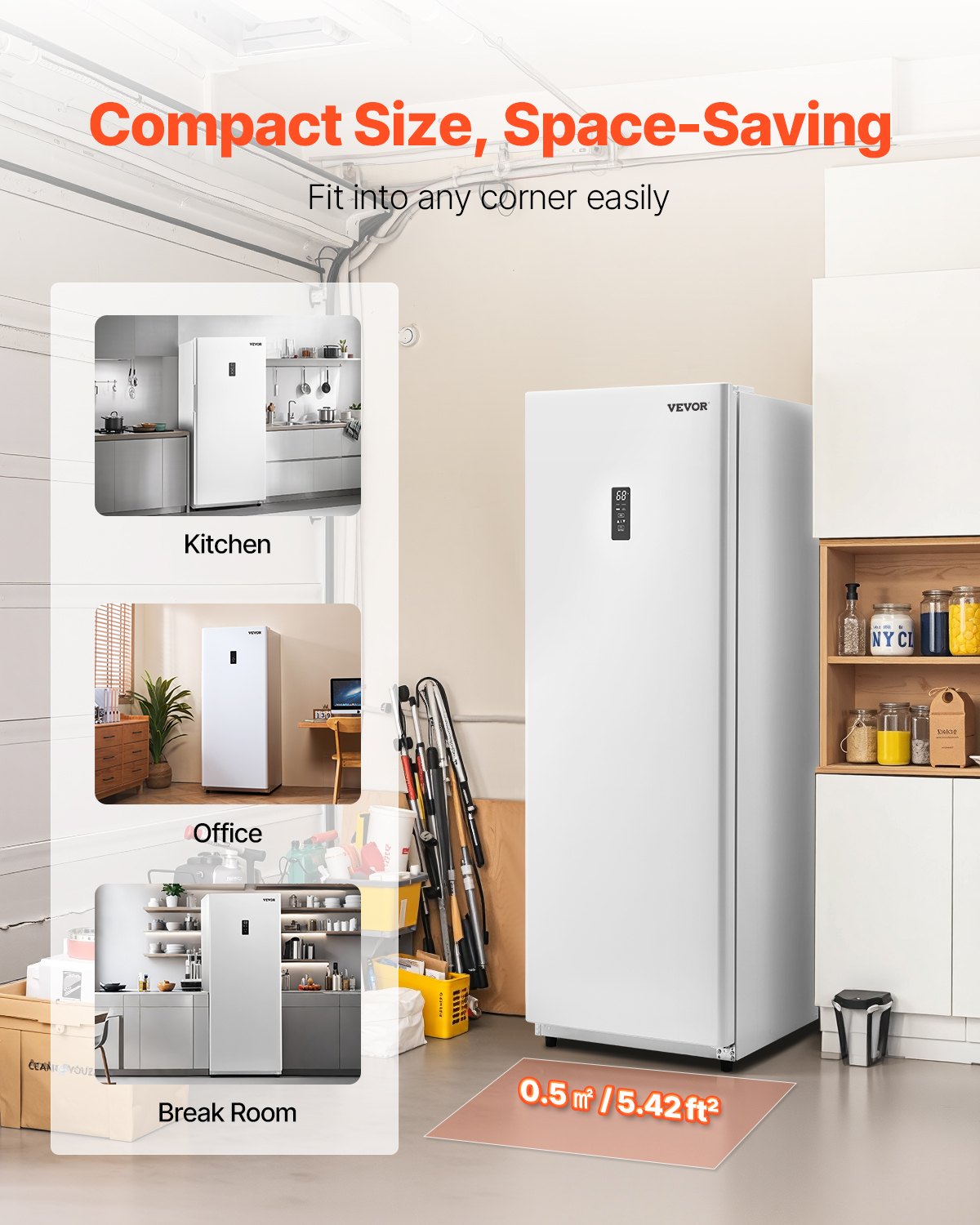 Vevor Convertible Freezer Refrigerator 14 Cu. Ft. Upright Frost Free with Digital Control New