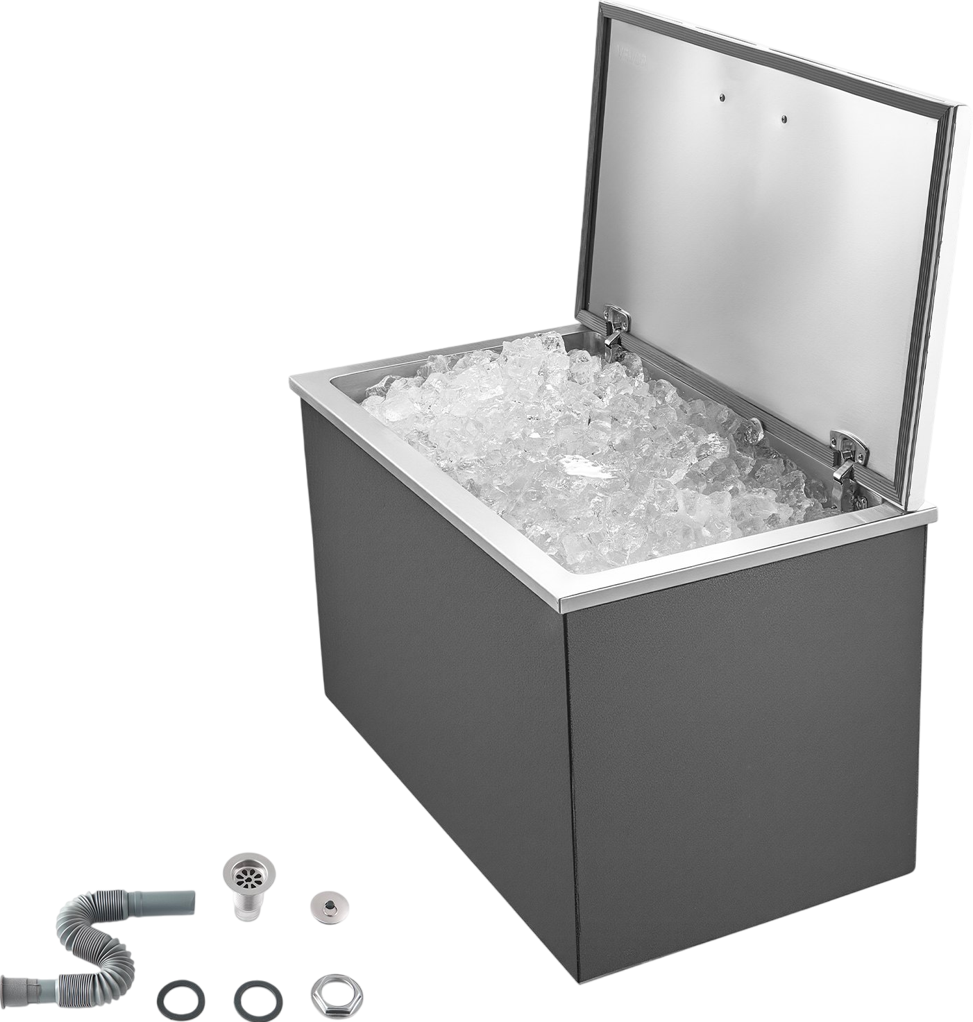Vevor Drop-In Ice Chest 87.6 Qt Stainless Steel 28" x 16" x 17" Insulated with Flip Lid and Drain New