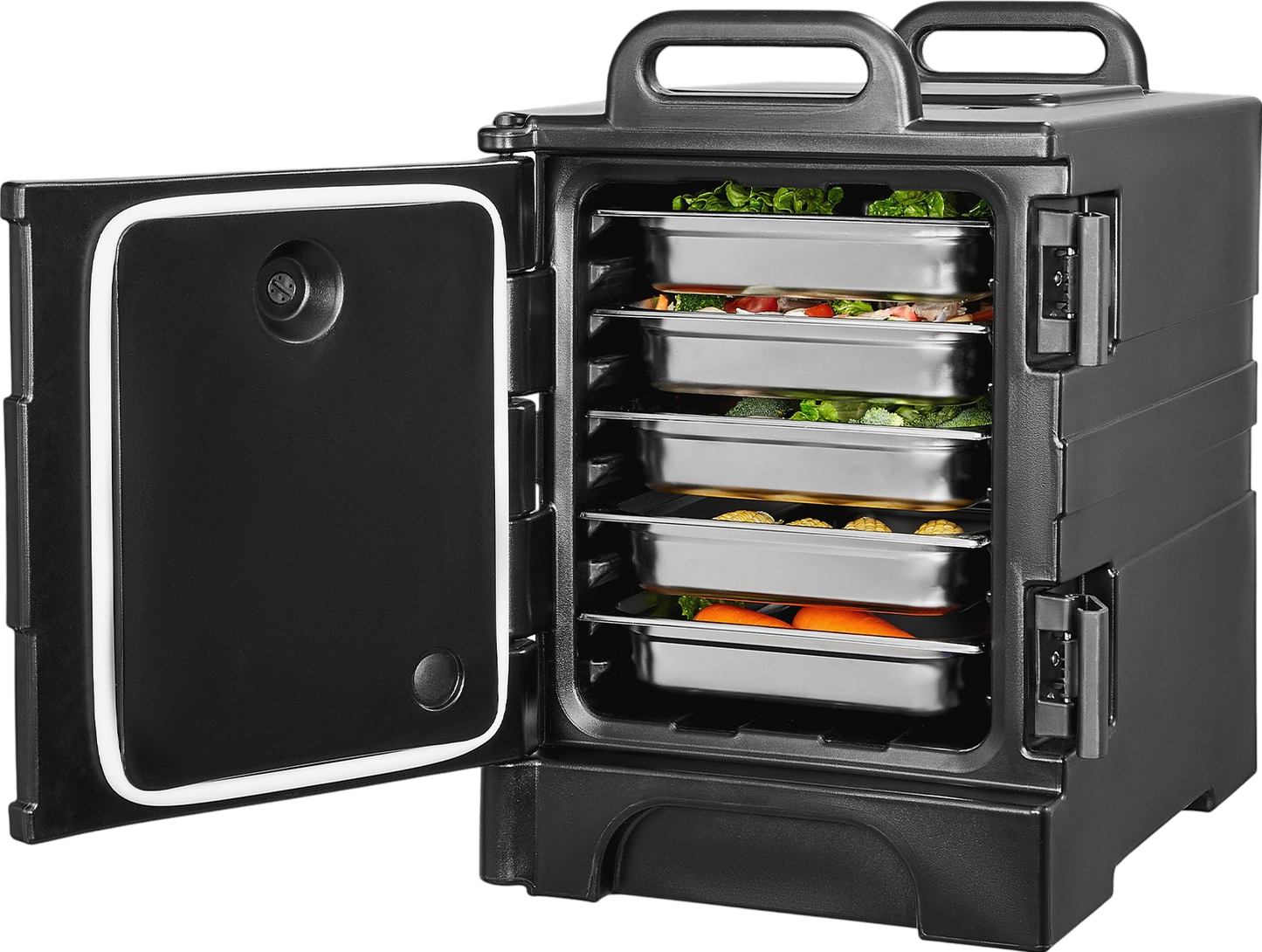 Vevor Insulated Food Pan Carrier 81 Qt Stackable Hot and Cold Transport Box with Wheels New