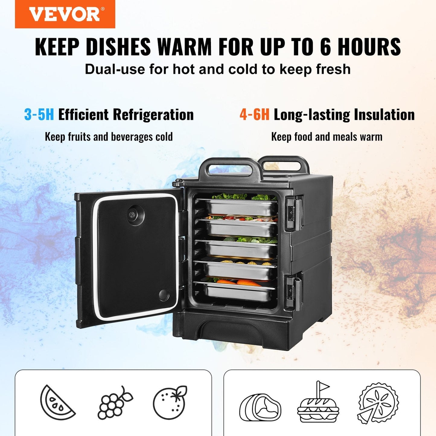 Vevor Insulated Food Pan Carrier 81 Qt Stackable Hot and Cold Transport Box with Wheels New