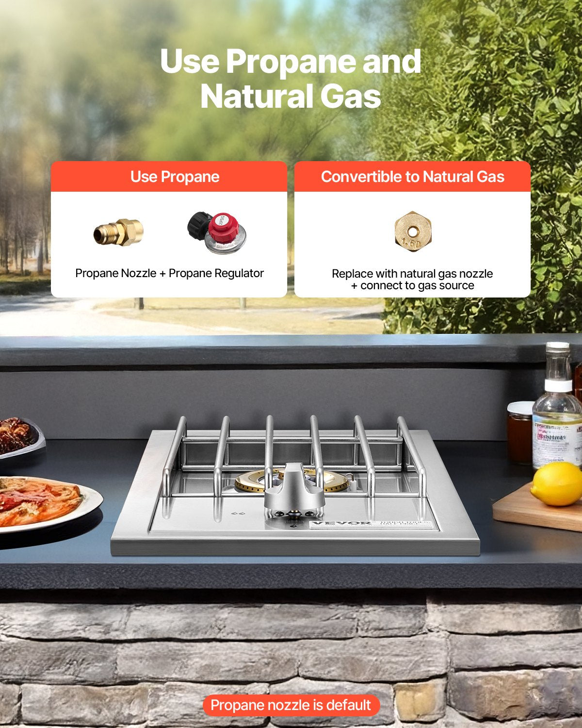 Vevor Side Burner for Outdoor Grill 15,000 BTU Propane and Natural Gas New