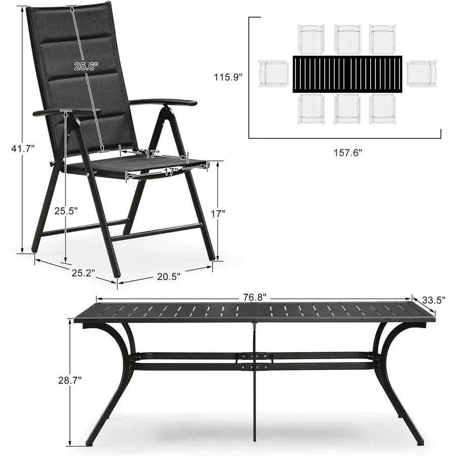 OPEN BOX I PURPLE LEAF Outdoor Lightweight Dining Table Black