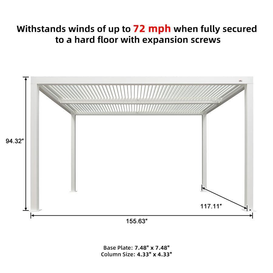 PURPLE LEAF Louvered Pergola white Outdoor Aluminum Pergola with Strip Lights Adjustable Gazebo for Patio Deck Garden