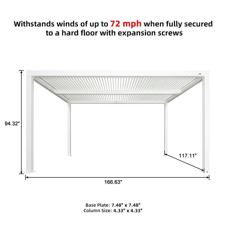 PURPLE LEAF Louvered Pergola white Outdoor Aluminum Pergola with Strip Lights Adjustable Gazebo for Patio Deck Garden