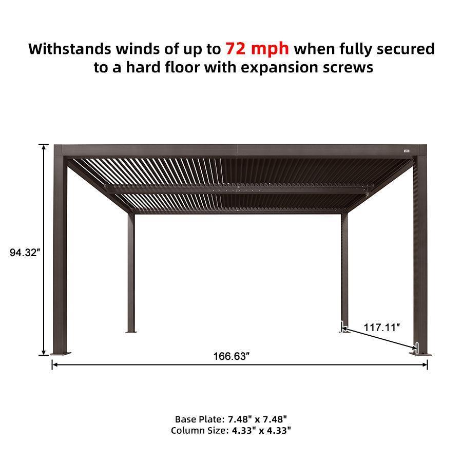 PURPLE LEAF Louvered Pergola Bronze Outdoor Aluminum Pergola with Strip Lights Adjustable Gazebo for Patio Deck Garden
