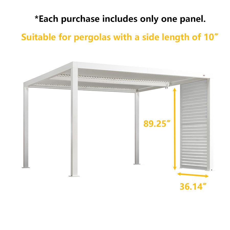 PURPLE LEAF Louvered Pergola Accessory Aluminum Louver Grille for Optimal Privacy, Sunlight Control Side Fixed Shutter Wall, for White Pergola Not Included