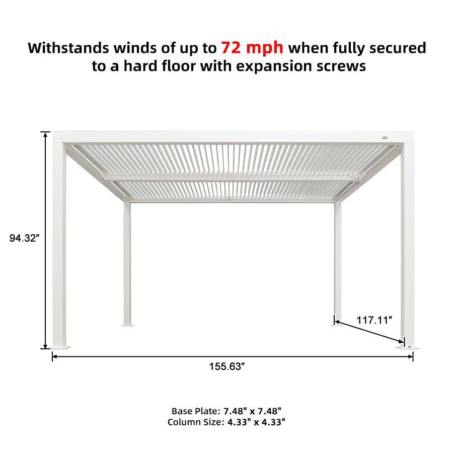 PURPLE LEAF Louvered Pergola white Outdoor Aluminum Pergola with Strip Lights Adjustable Gazebo for Patio Deck Garden