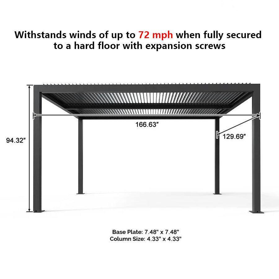 PURPLE LEAF Louvered Pergola Grey Outdoor Aluminum Pergola with Strip Lights Adjustable Gazebo for Patio Deck Garden