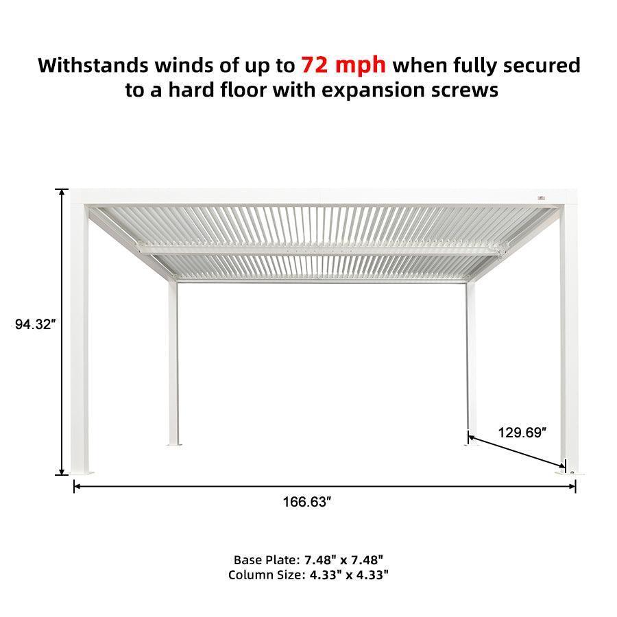PURPLE LEAF Louvered Pergola white Outdoor Aluminum Pergola with Strip Lights Adjustable Gazebo for Patio Deck Garden