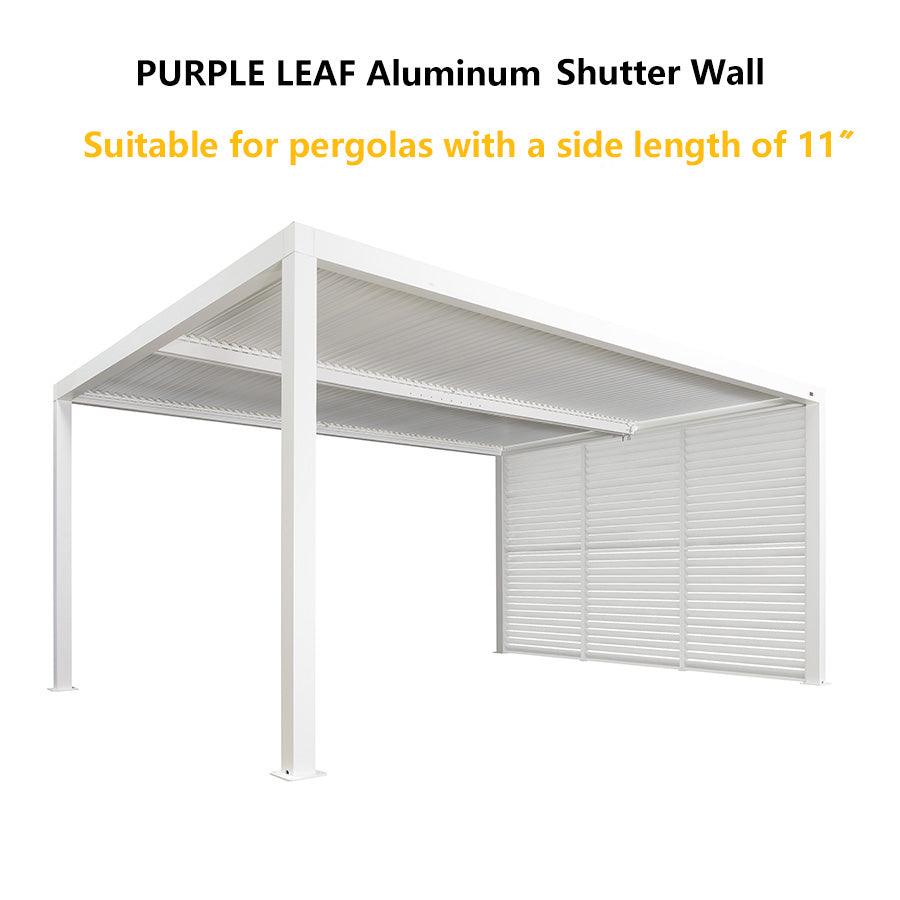 PURPLE LEAF Louvered Pergola Accessory Aluminum Louver Grille for Optimal Privacy, Sunlight Control Side Fixed Shutter Wall, for White Pergola Not Included
