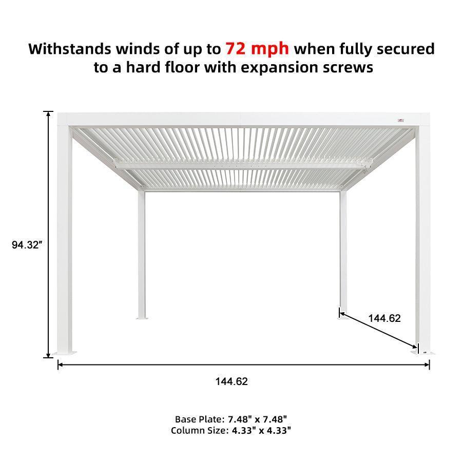 PURPLE LEAF Louvered Pergola white Outdoor Aluminum Pergola with Strip Lights Adjustable Gazebo for Patio Deck Garden