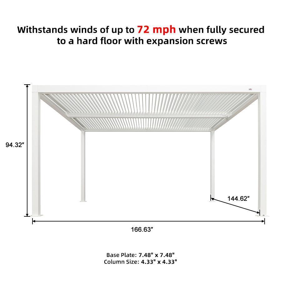 PURPLE LEAF Louvered Pergola white Outdoor Aluminum Pergola with Strip Lights Adjustable Gazebo for Patio Deck Garden