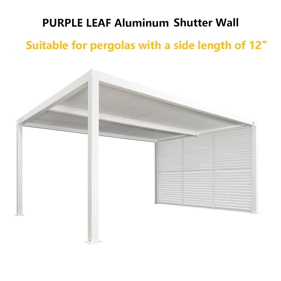 PURPLE LEAF Louvered Pergola Accessory Aluminum Louver Grille for Optimal Privacy, Sunlight Control Side Fixed Shutter Wall, for White Pergola Not Included