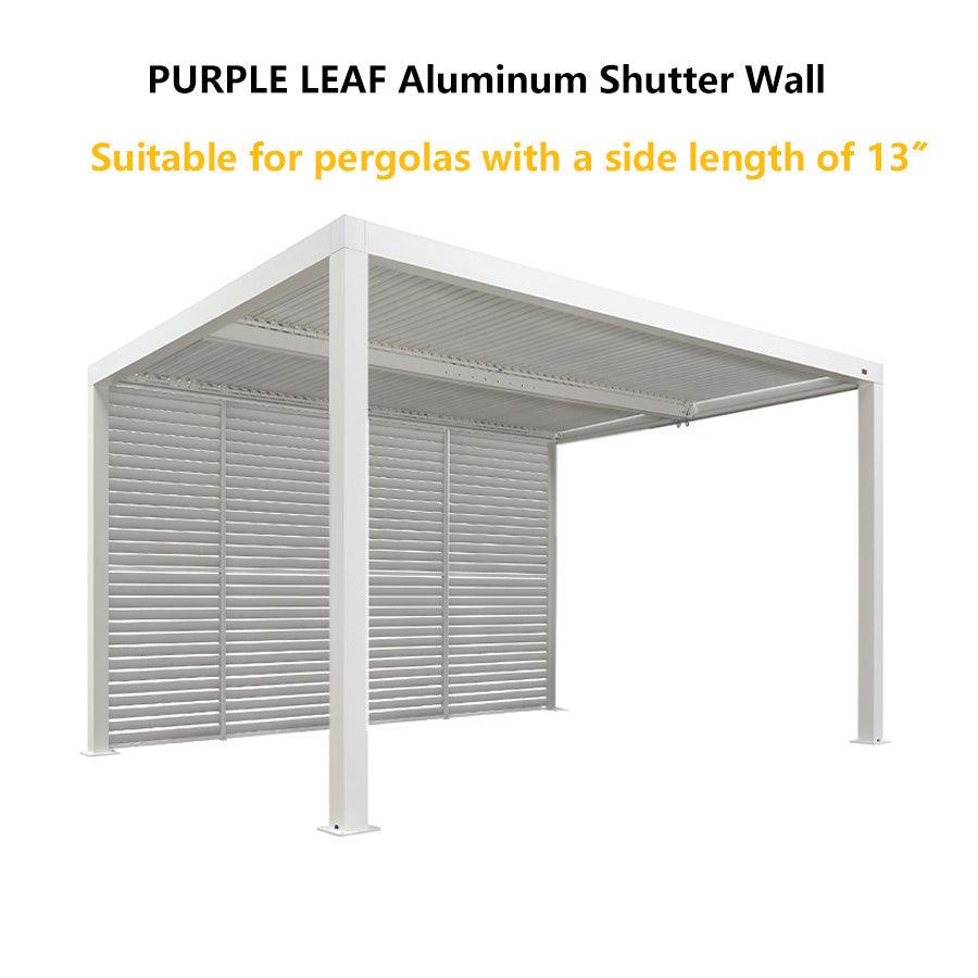 PURPLE LEAF Louvered Pergola Accessory Aluminum Louver Grille for Optimal Privacy, Sunlight Control Side Fixed Shutter Wall, for White Pergola Not Included