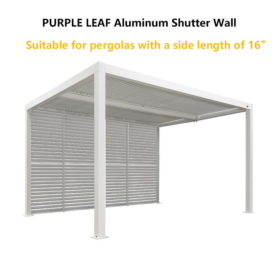 PURPLE LEAF Louvered Pergola Accessory Aluminum Louver Grille for Optimal Privacy, Sunlight Control Side Fixed Shutter Wall, for White Pergola Not Included