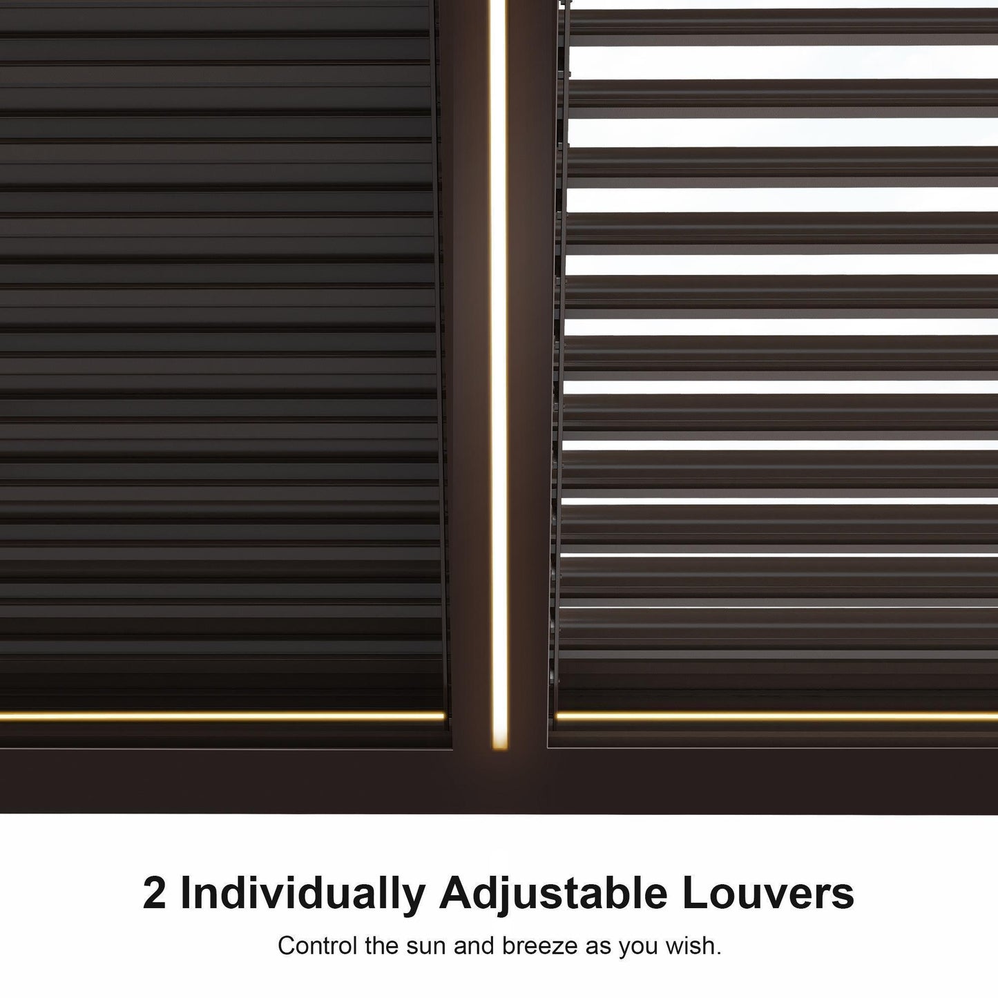 PURPLE LEAF Louvered Pergola Bronze Outdoor Aluminum Pergola with Strip Lights Adjustable Gazebo for Patio Deck Garden
