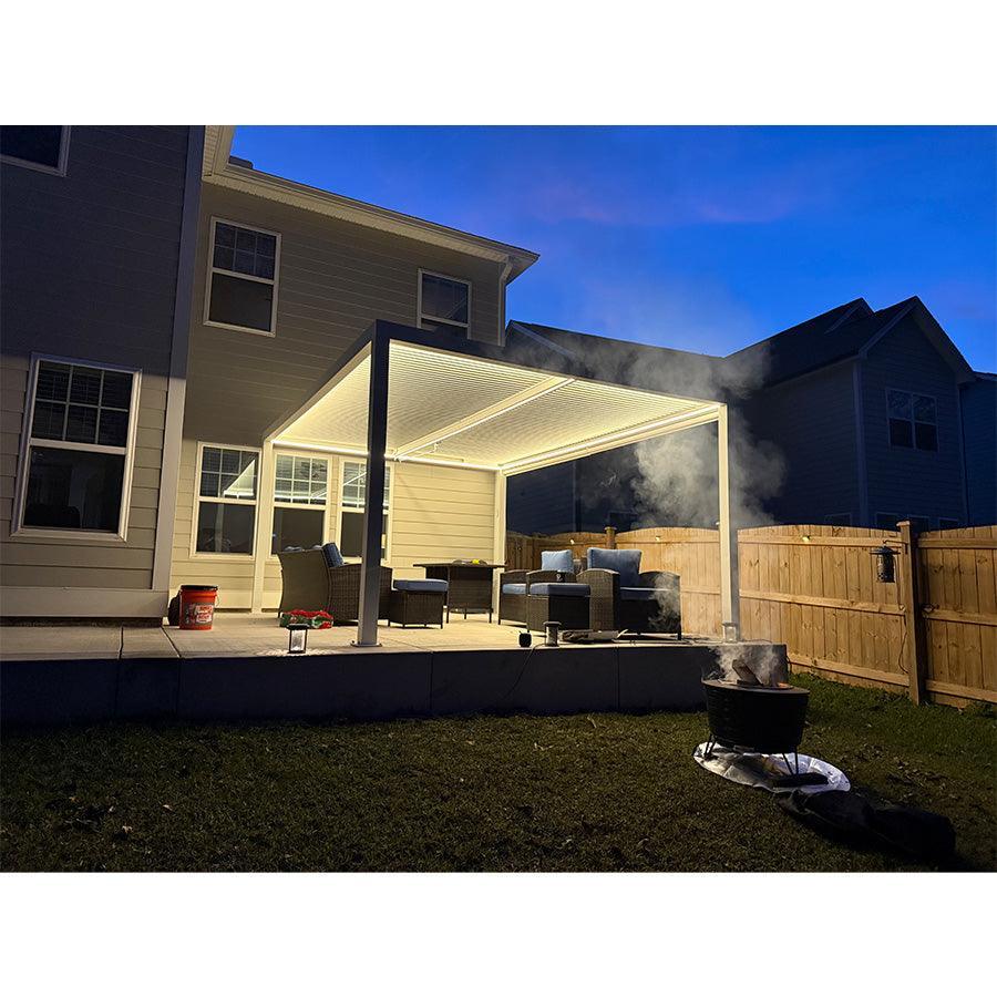 PURPLE LEAF Louvered Pergola white Outdoor Aluminum Pergola with Strip Lights Adjustable Gazebo for Patio Deck Garden
