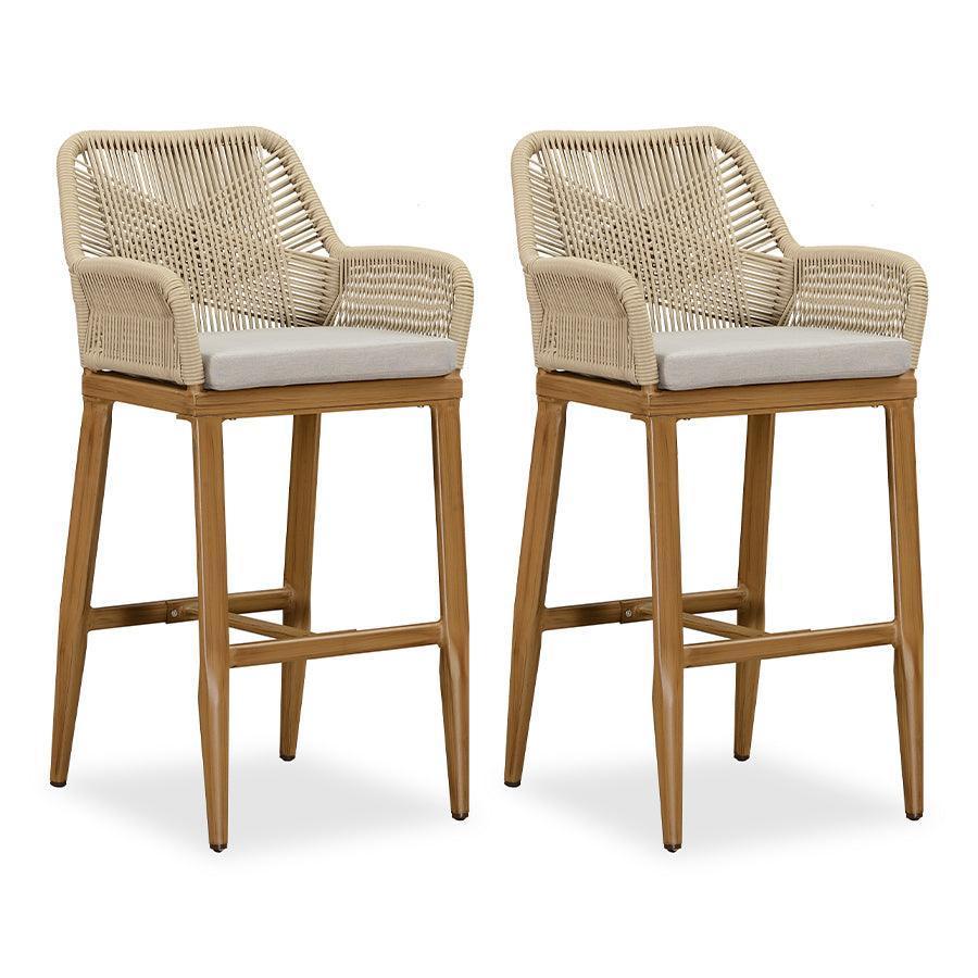 PURPLE LEAFOutdoor Bar Stool Set of 6，Wicker Chairs Bar Chairs with Cushion，All-Weather Patio Furniture kitchen stools