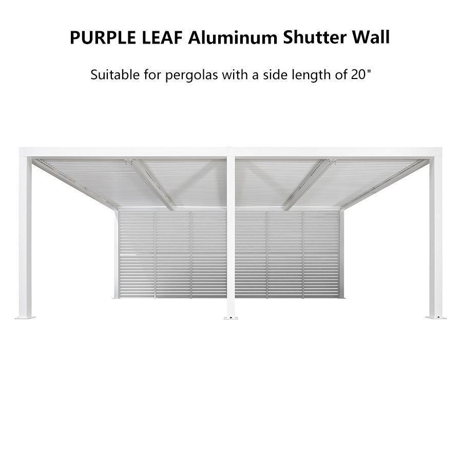 PURPLE LEAF Louvered Pergola Accessory Aluminum Louver Grille for Optimal Privacy, Sunlight Control Side Fixed Shutter Wall, for White Pergola Not Included