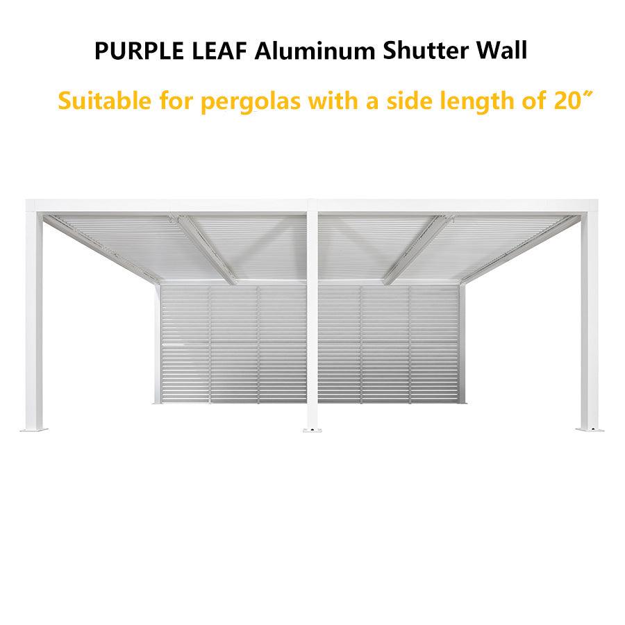 PURPLE LEAF Louvered Pergola Accessory Aluminum Louver Grille for Optimal Privacy, Sunlight Control Side Fixed Shutter Wall, for White Pergola Not Included