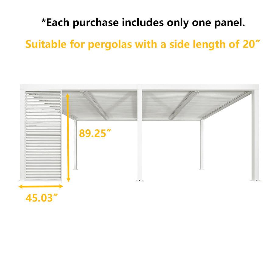 PURPLE LEAF Louvered Pergola Accessory Aluminum Louver Grille for Optimal Privacy, Sunlight Control Side Fixed Shutter Wall, for White Pergola Not Included