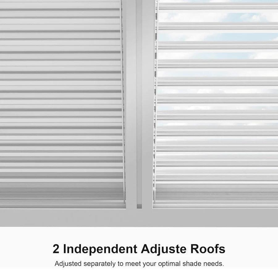 PURPLE LEAF Louvered Pergola white Outdoor Aluminum Pergola with Strip Lights Adjustable Gazebo for Patio Deck Garden