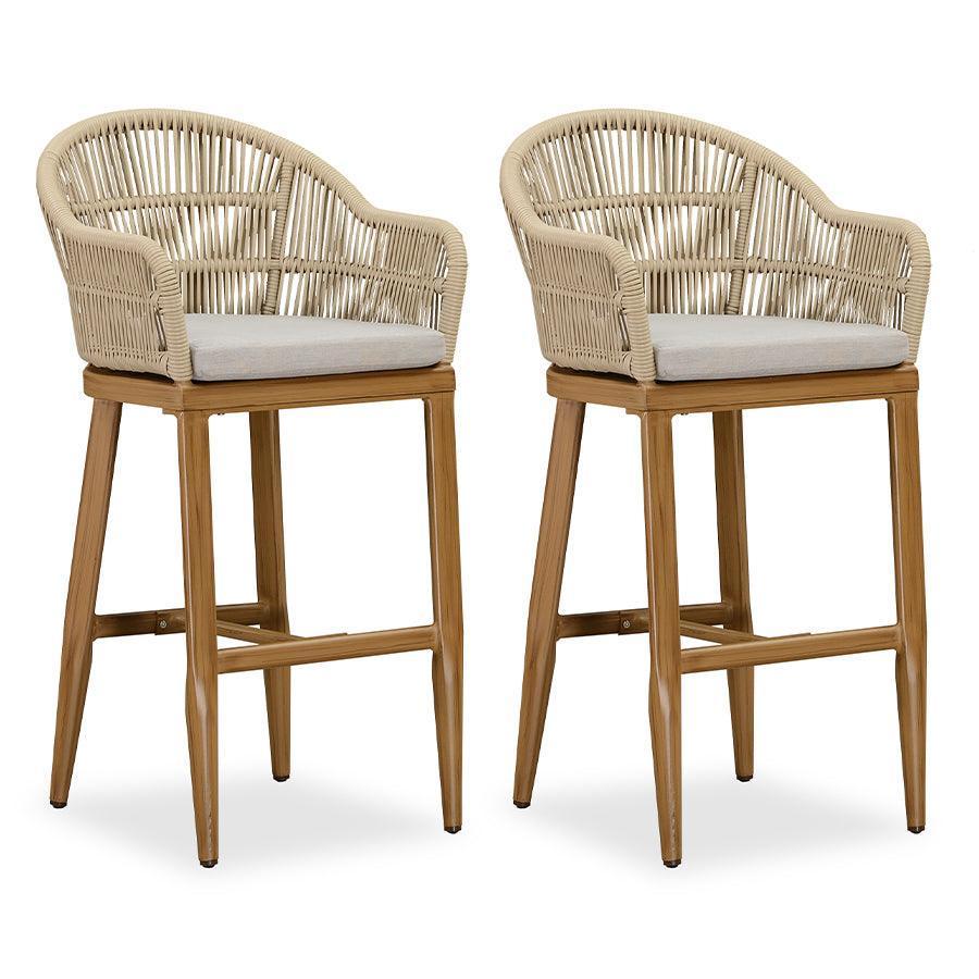 PURPLE LEAFOutdoor Bar Stool Set of 6，Wicker Chairs Bar Chairs with Cushion，All-Weather Patio Furniture kitchen stools