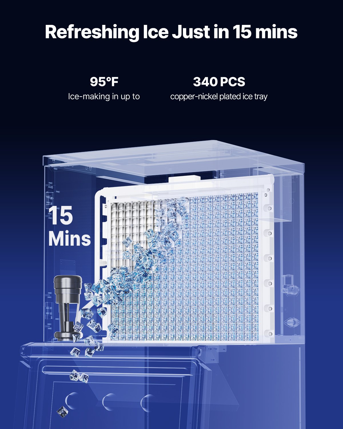 Vevor Commercial Ice Maker Head Unit Only 800 Lbs/Day Self-Cleaning Adjustable Ice Thickness New
