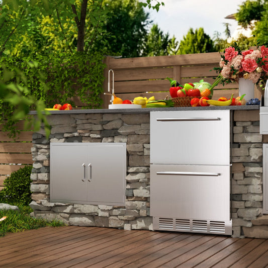 Vevor Drawer Refrigerator 24" 4.9 Cu Ft Stainless Steel 2-Tier Dual Zone Cooling New