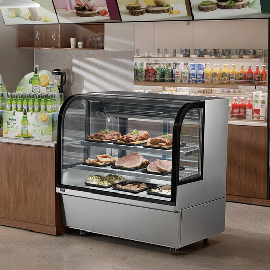 Vevor Refrigerated Display Case 18 Cu Ft Stainless Steel with 2 Adjustable Shelves New