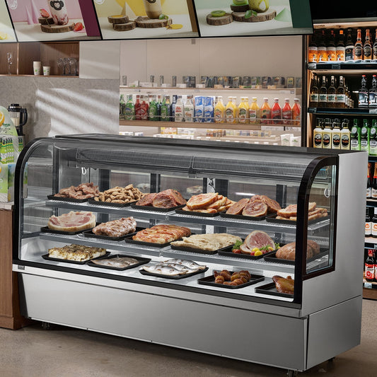 Vevor Refrigerated Display Case 32 Cu Ft Stainless Steel with 4 Adjustable Shelves New