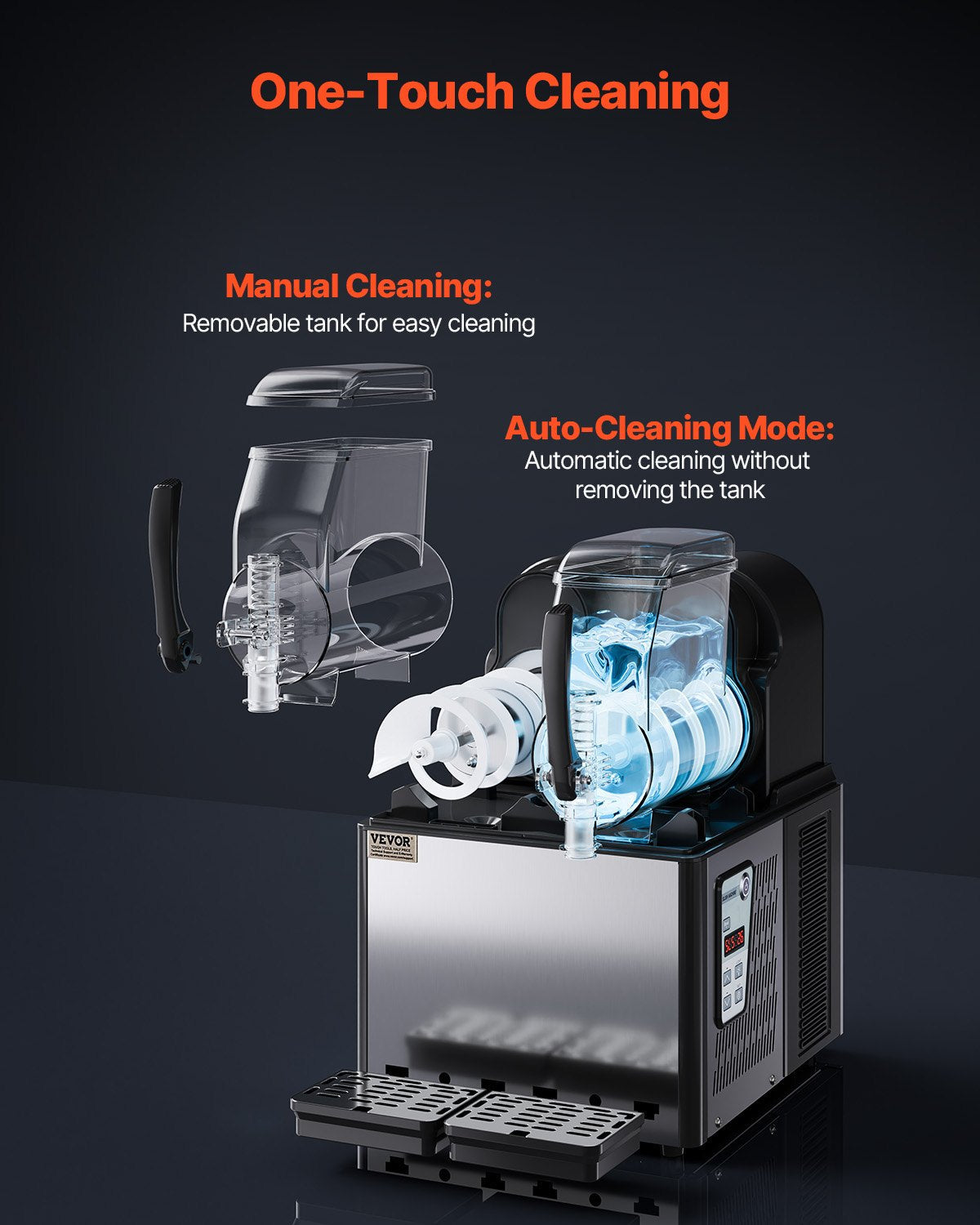 Vevor Commercial Slushy Machine 1.05 Gal 2 Tank with Digital Controls and Auto Cleaning New