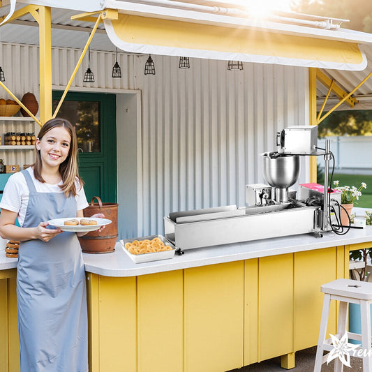 Vevor Commercial Donut Maker Automatic 90 PCS/Hr Single Row Stainless Steel 1.5 Gal Hopper New