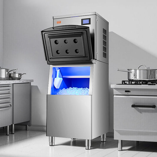 Vevor Commercial Ice Maker 450 Lbs/24 Hr Stainless Steel 250 Lbs Storage Bin Self-Cleaning New