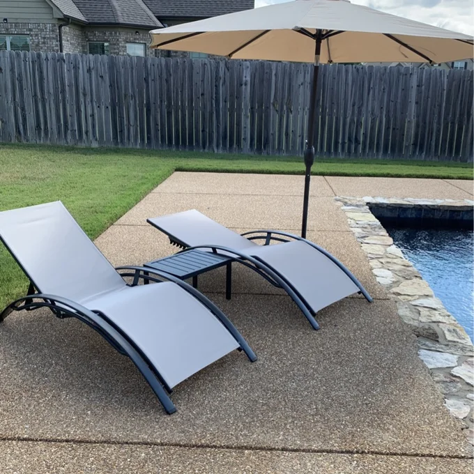 PURPLE LEAF Patio Chaise Lounge Set Outdoor Beach Pool Sunbathing Lawn Lounger Recliner Chair Outside Chairs with Side Table Included