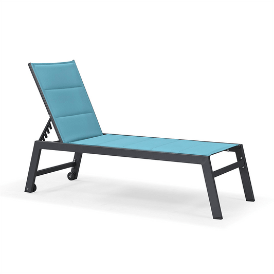 【Clearance】PURPLE LEAF Outdoor Chaise Lounge Aluminum with Side Table and Wheels Reclining Chair