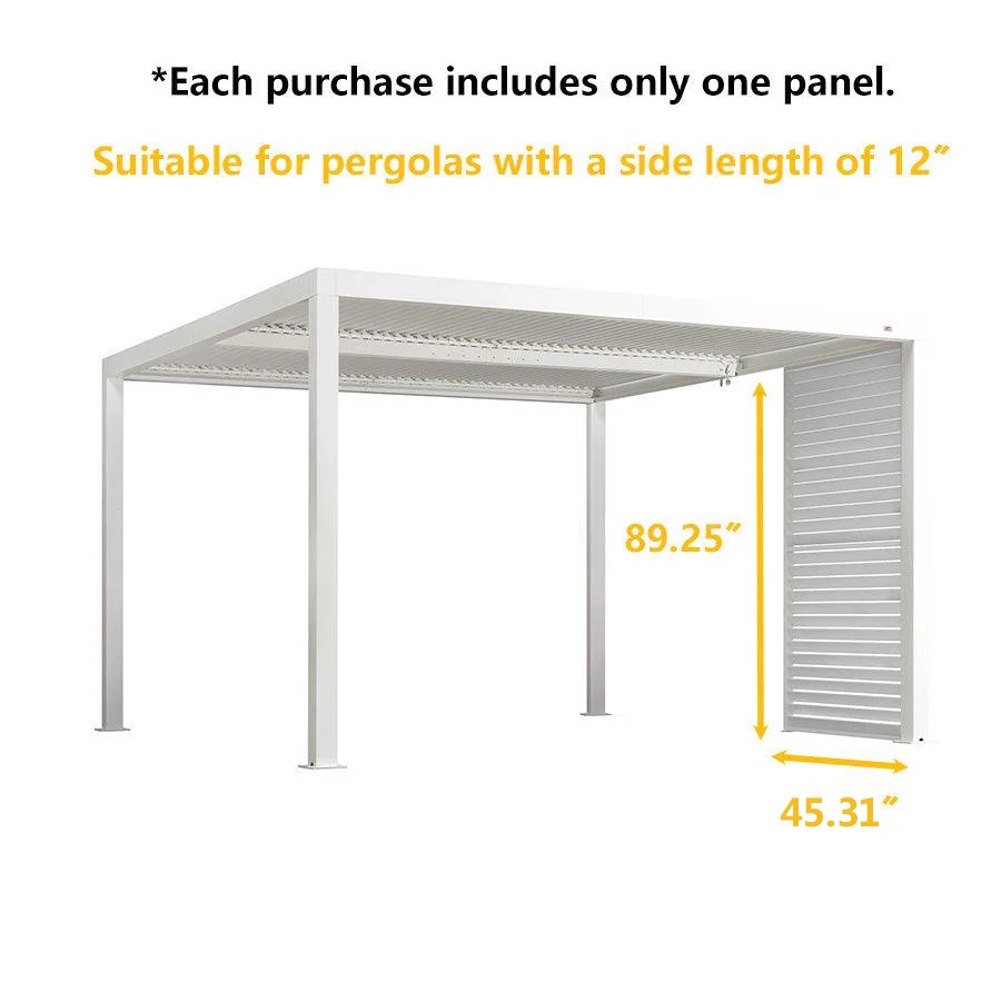 PURPLE LEAF Louvered Pergola Accessory Aluminum Louver Grille for Optimal Privacy, Sunlight Control Side Fixed Shutter Wall, for White Pergola Not Included