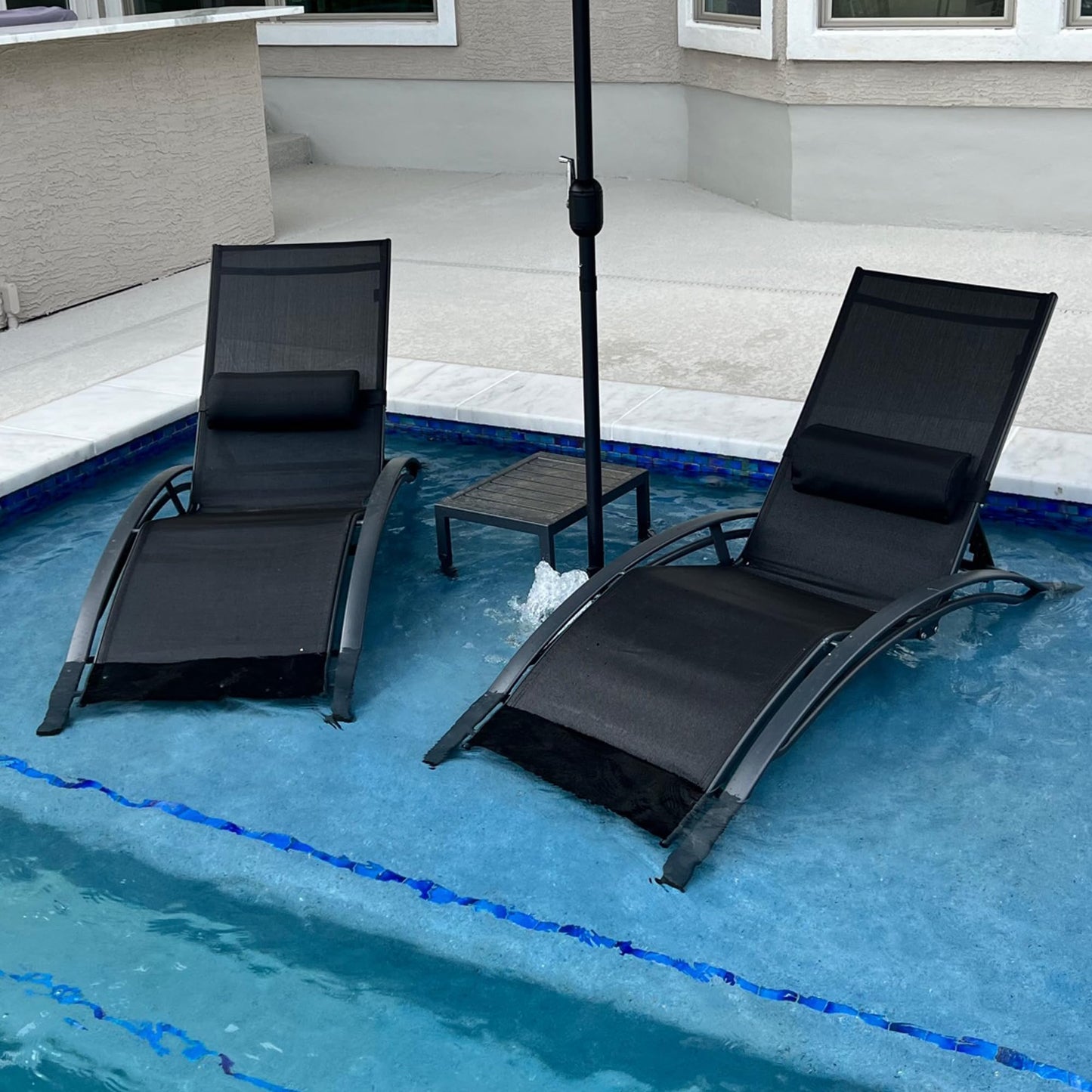 PURPLE LEAF Patio Chaise Lounge Set Outdoor Beach Pool Sunbathing Lawn Lounger Recliner Chair Outside Chairs with Side Table Included
