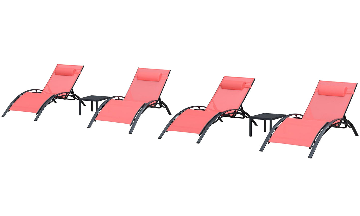 PURPLE LEAF Patio Chaise Lounge Set Outdoor Beach Pool Sunbathing Lawn Lounger Recliner Chair Outside Chairs with Side Table Included
