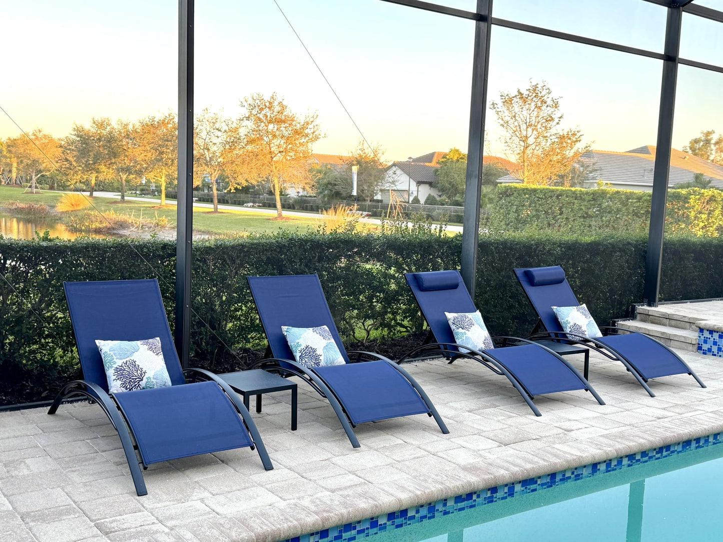 PURPLE LEAF Patio Chaise Lounge Set Outdoor Beach Pool Sunbathing Lawn Lounger Recliner Chair Outside Chairs with Side Table Included