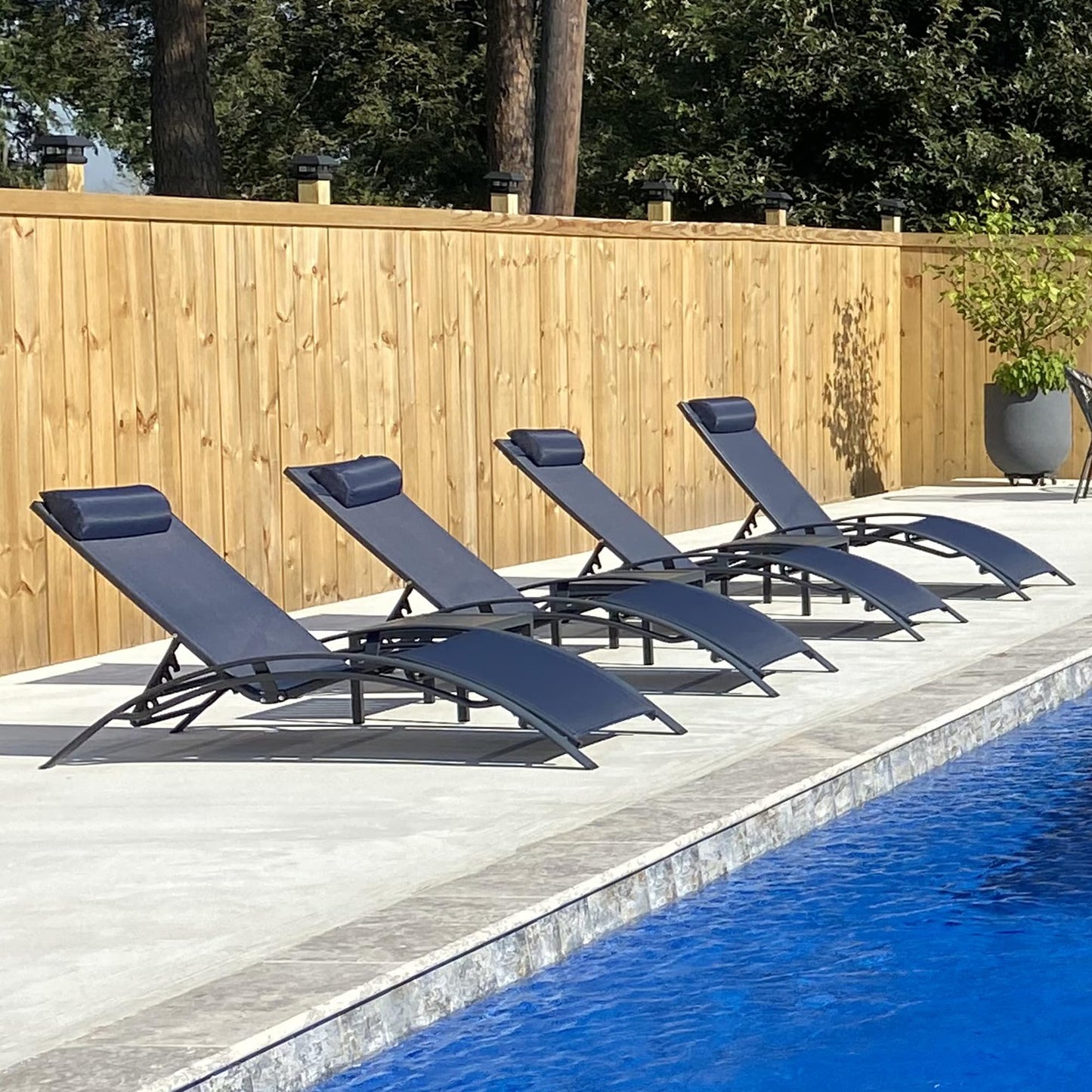 PURPLE LEAF Patio Chaise Lounge Set Outdoor Beach Pool Sunbathing Lawn Lounger Recliner Chair Outside Chairs with Side Table Included
