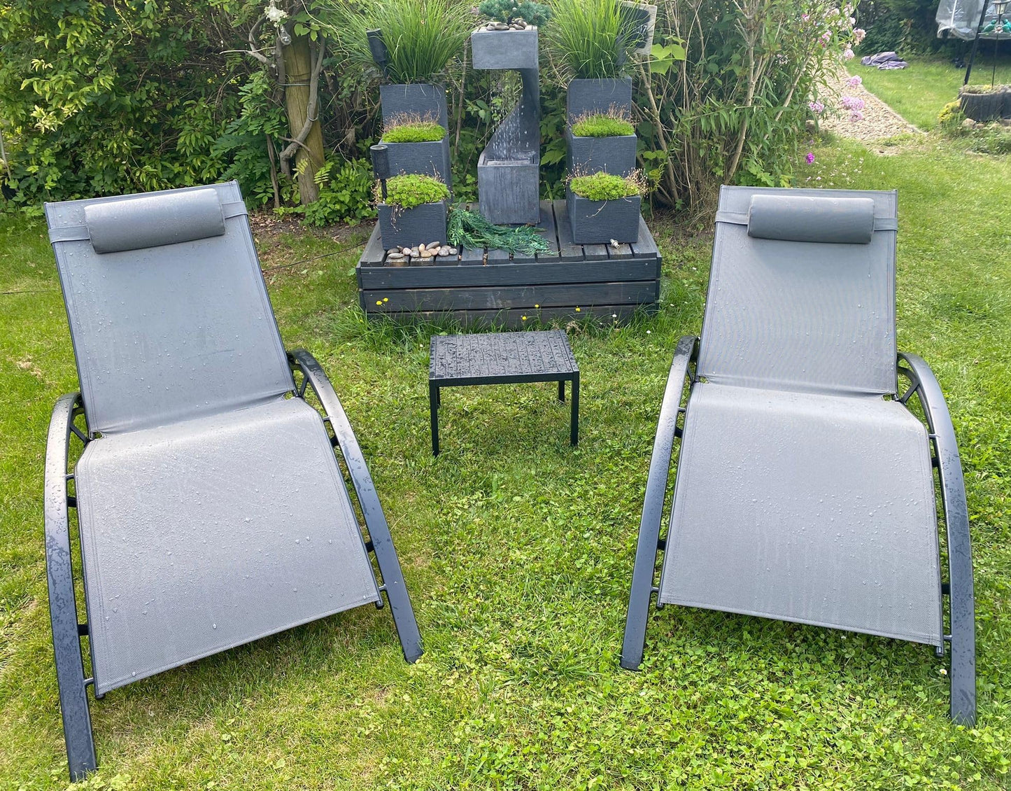 PURPLE LEAF Patio Chaise Lounge Set Outdoor Beach Pool Sunbathing Lawn Lounger Recliner Chair Outside Chairs with Side Table Included