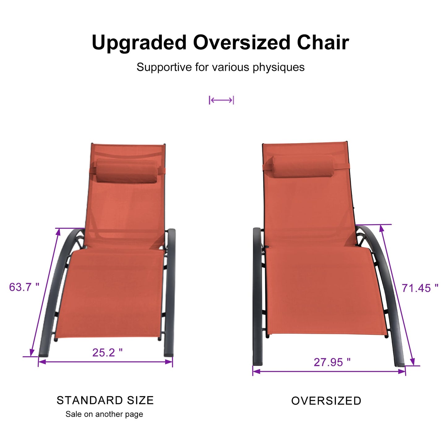 PURPLE LEAF Patio Chaise Lounge Set Outdoor Beach Pool Sunbathing Lawn Lounger Recliner Chair Outside Chairs with Side Table Included
