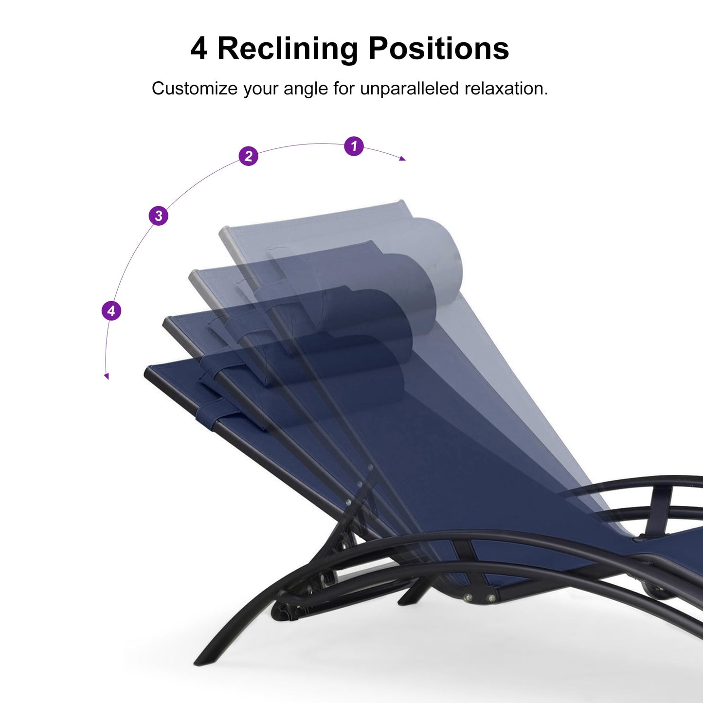 PURPLE LEAF Patio Chaise Lounge Set Outdoor Beach Pool Sunbathing Lawn Lounger Recliner Chair Outside Chairs with Side Table Included