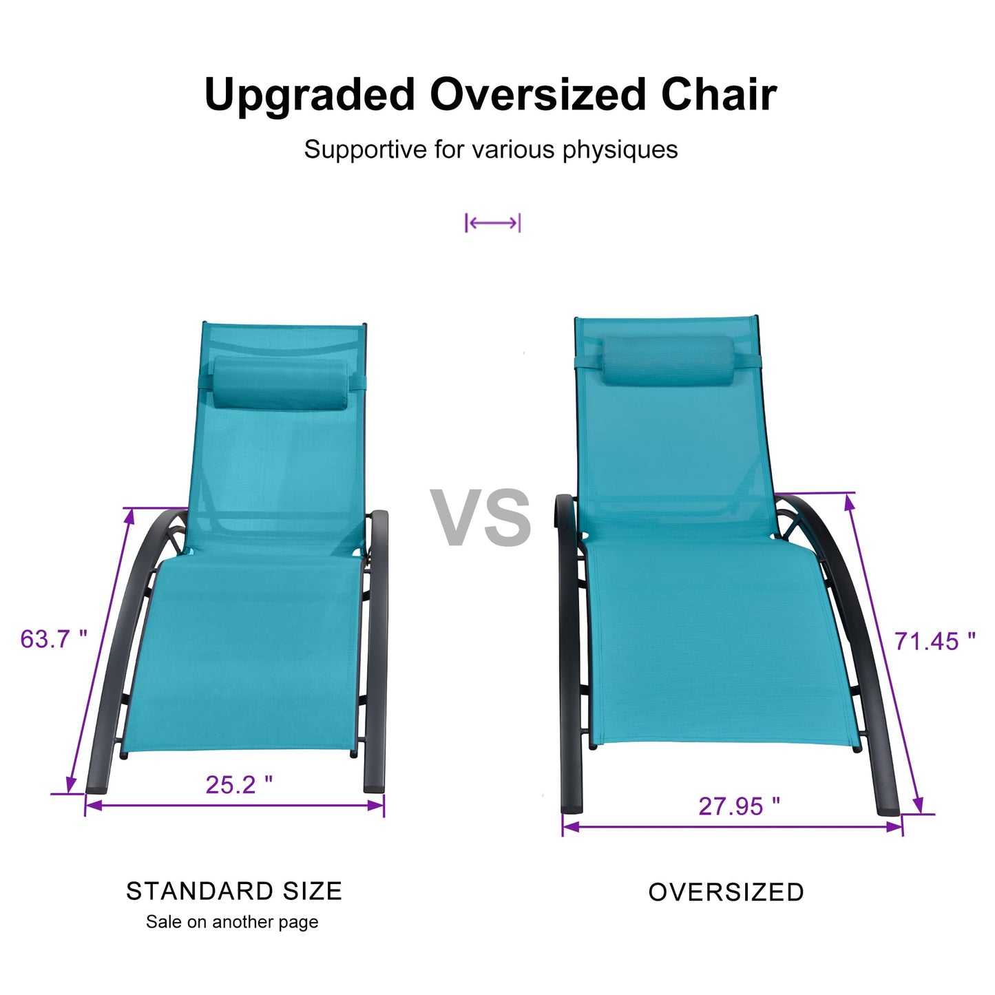 PURPLE LEAF Patio Chaise Lounge Set Outdoor Beach Pool Sunbathing Lawn Lounger Recliner Chair Outside Chairs with Side Table Included
