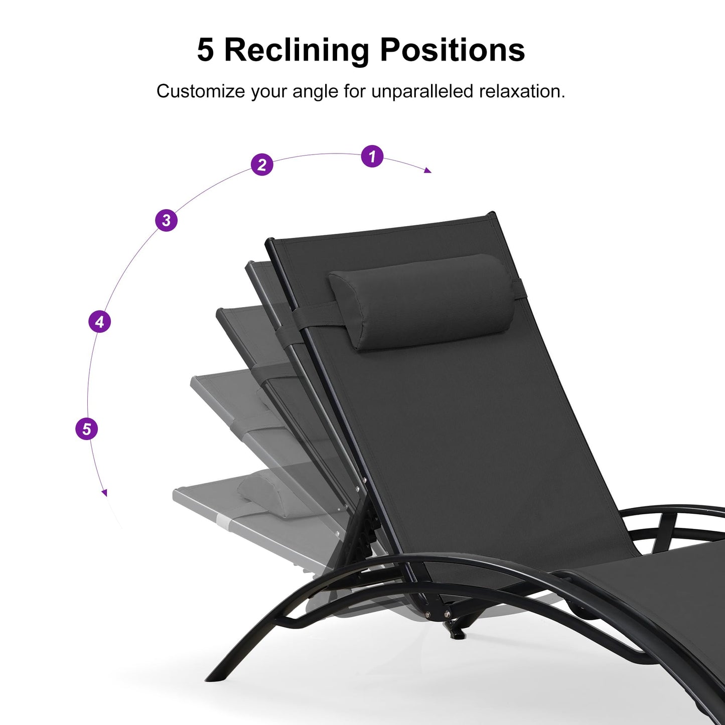 PURPLE LEAF Patio Chaise Lounge Set Outdoor Beach Pool Sunbathing Lawn Lounger Recliner Chair Outside Chairs with Side Table Included