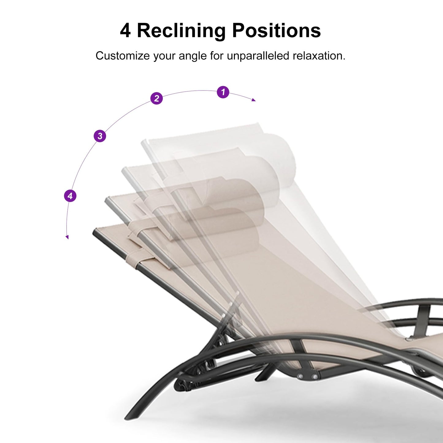 PURPLE LEAF Patio Chaise Lounge Set Outdoor Beach Pool Sunbathing Lawn Lounger Recliner Chair Outside Chairs with Side Table Included