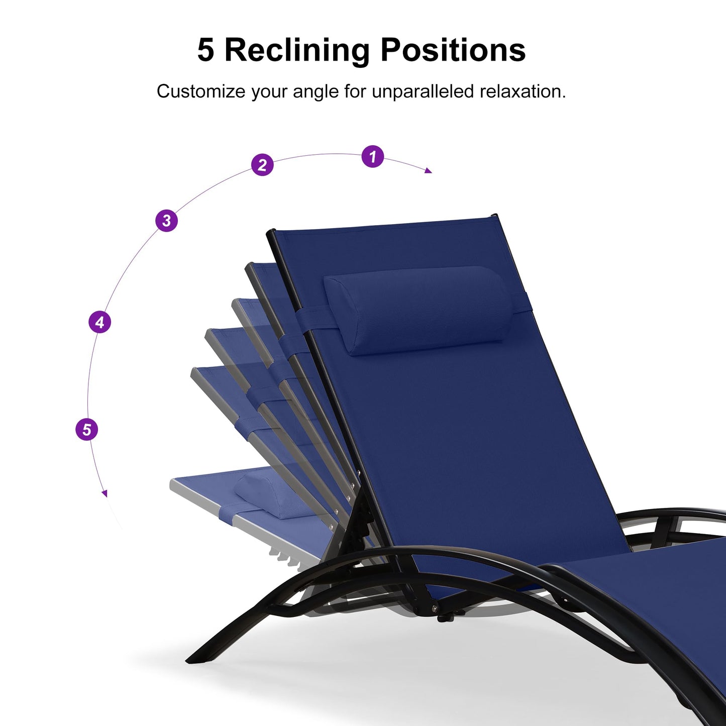 PURPLE LEAF Patio Chaise Lounge Set Outdoor Beach Pool Sunbathing Lawn Lounger Recliner Chair Outside Chairs with Side Table Included