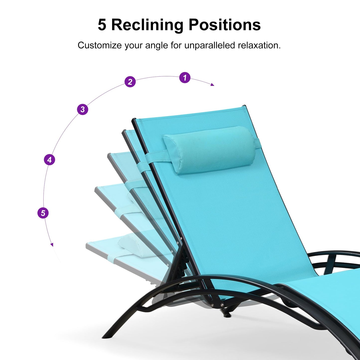 PURPLE LEAF Patio Chaise Lounge Set Outdoor Beach Pool Sunbathing Lawn Lounger Recliner Chair Outside Chairs with Side Table Included